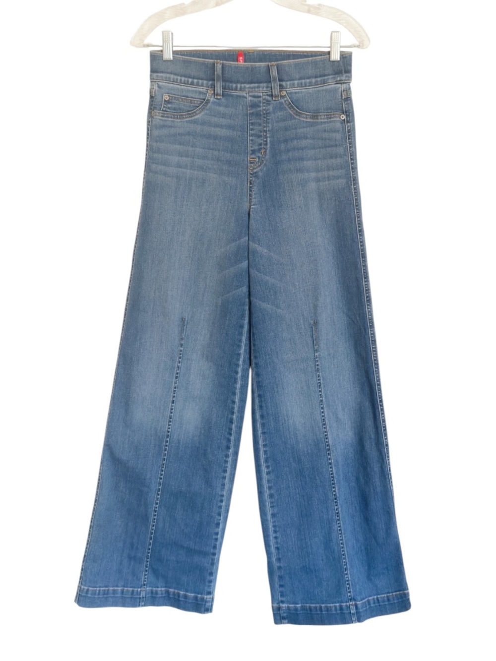 Spanx EveryWhere Seamed-Front Wide-Leg Vintage Indigo Stretchy Jeans size S